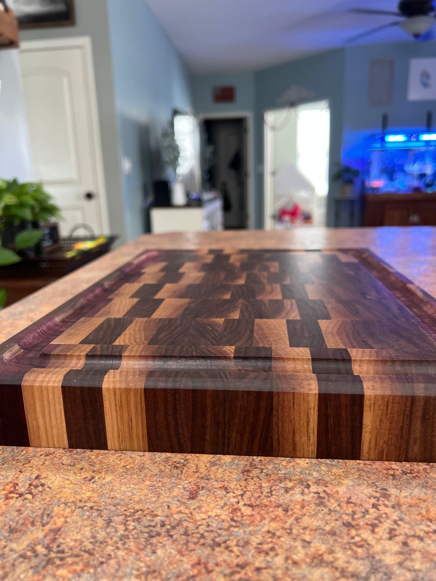 Black Walnut and Purple Heart end grain cutting board