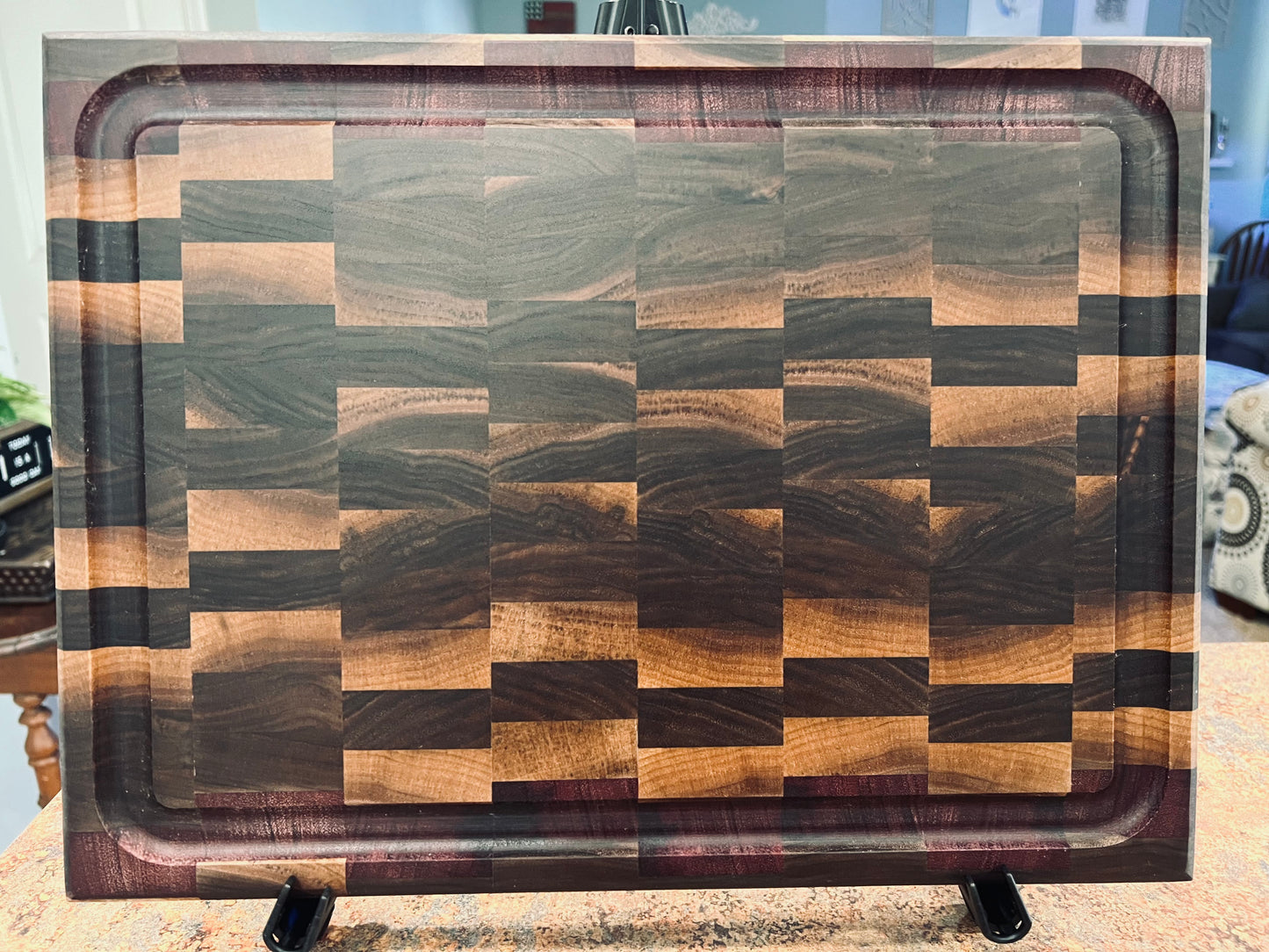 Black Walnut and Purple Heart end grain cutting board