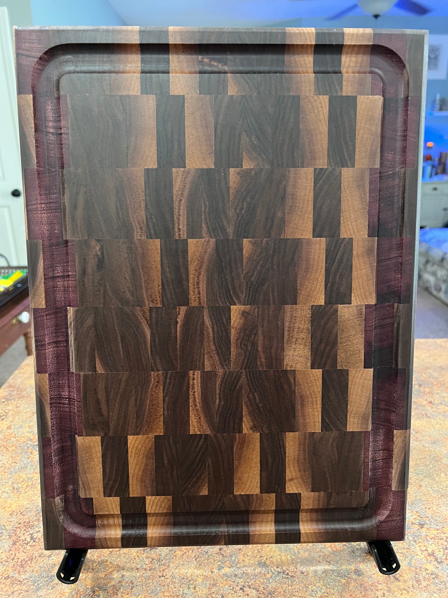 Black Walnut and Purple Heart end grain cutting board