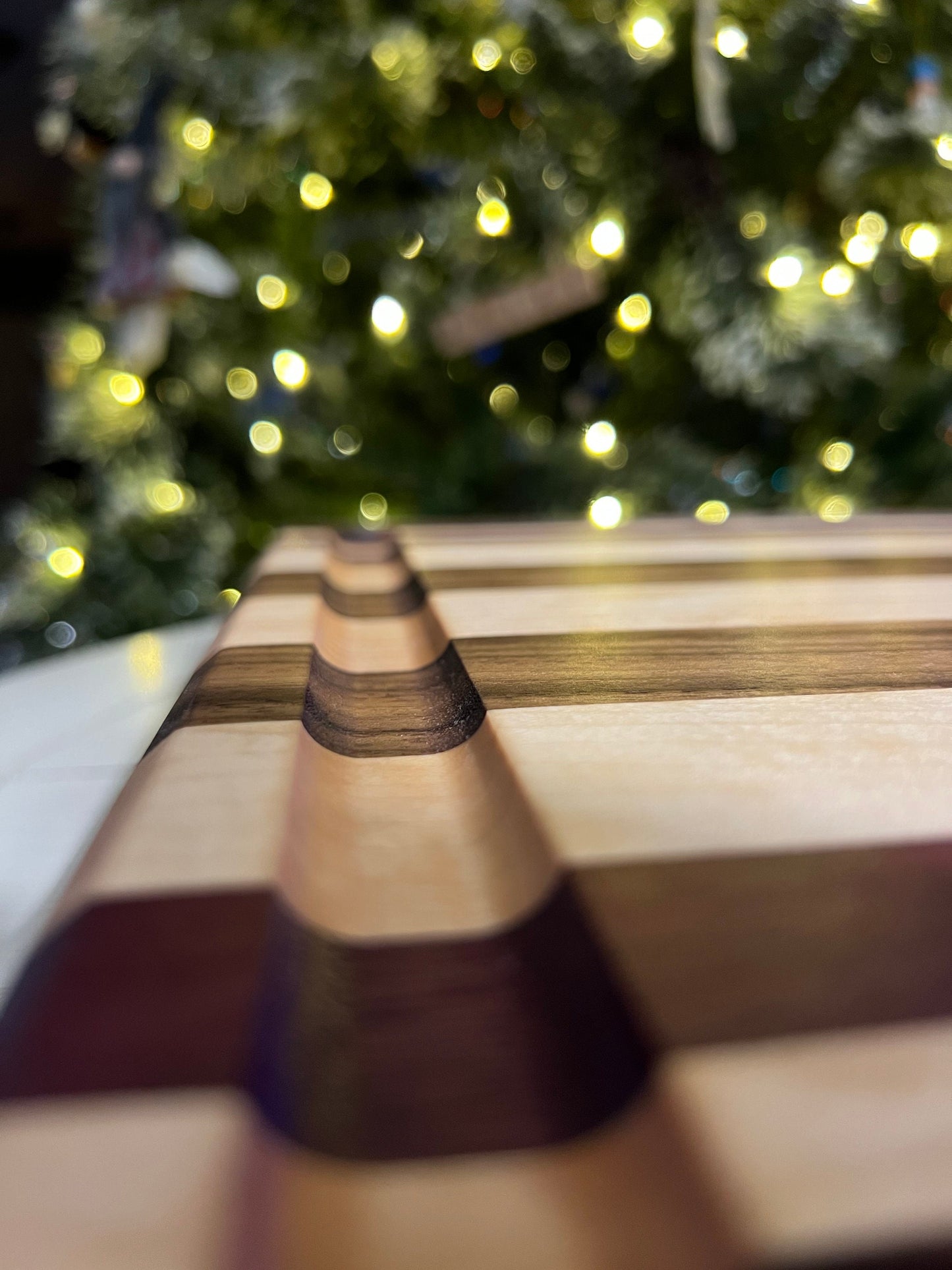 Black Walnut, Purpleheart and Hard Maple side grain cutting board